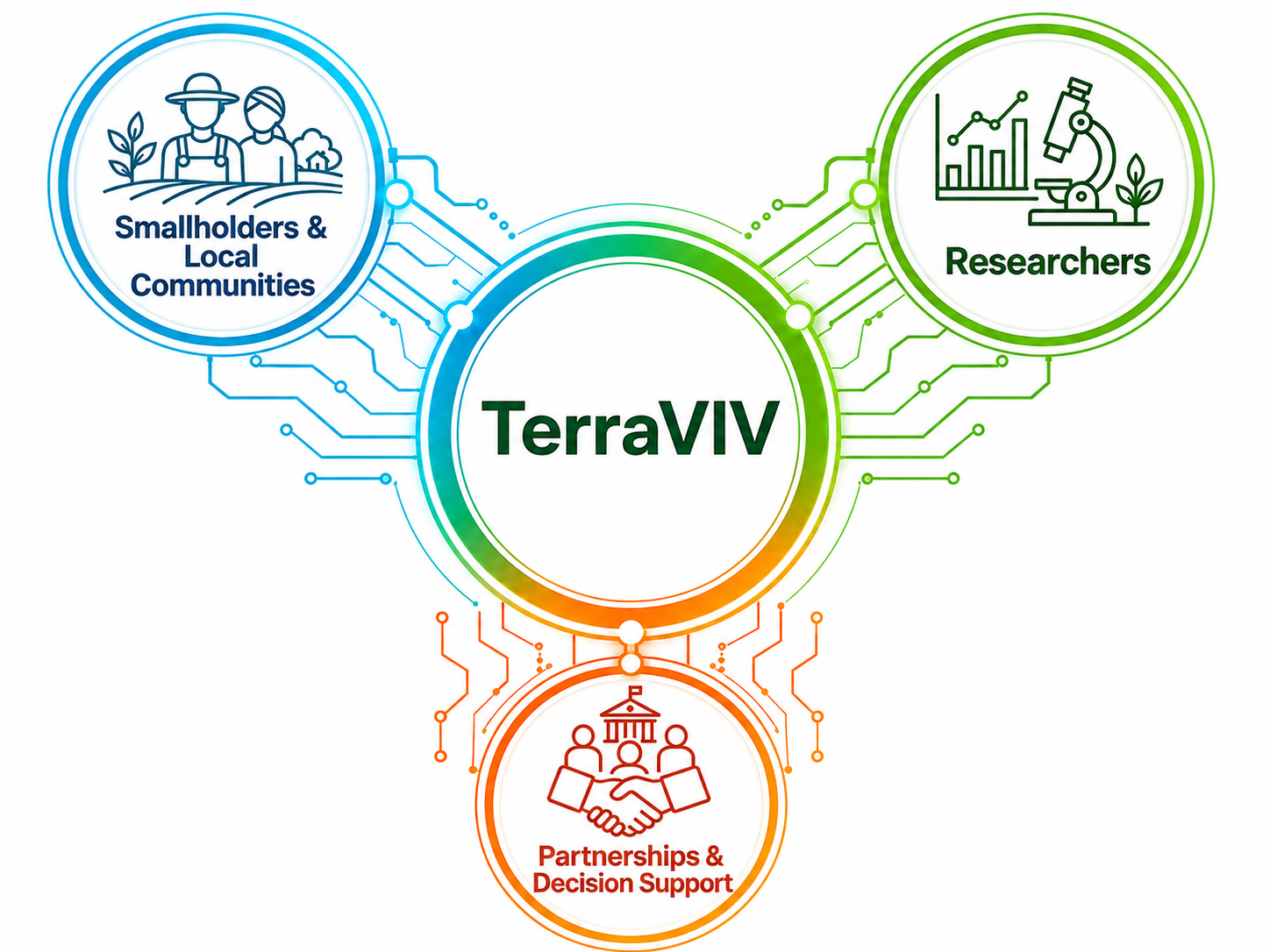TerraVIV stakeholder network connecting smallholders and local communities, researchers, and decision support partners